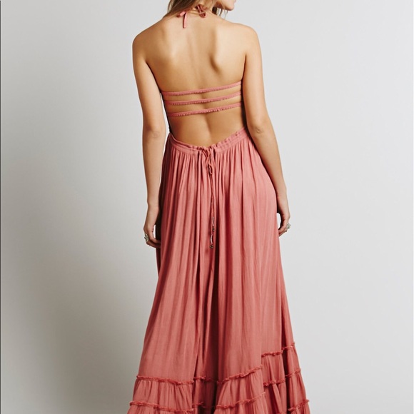 •3X HP•SOLD OUT•Boho Backless Strapless Pink Maxi• - Picture 2 of 8